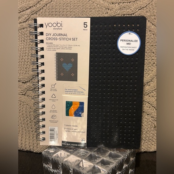 📚Yoobi Cross-Stitch Journal with Black Cover and Colorful Threads📚 - Picture 1 of 11